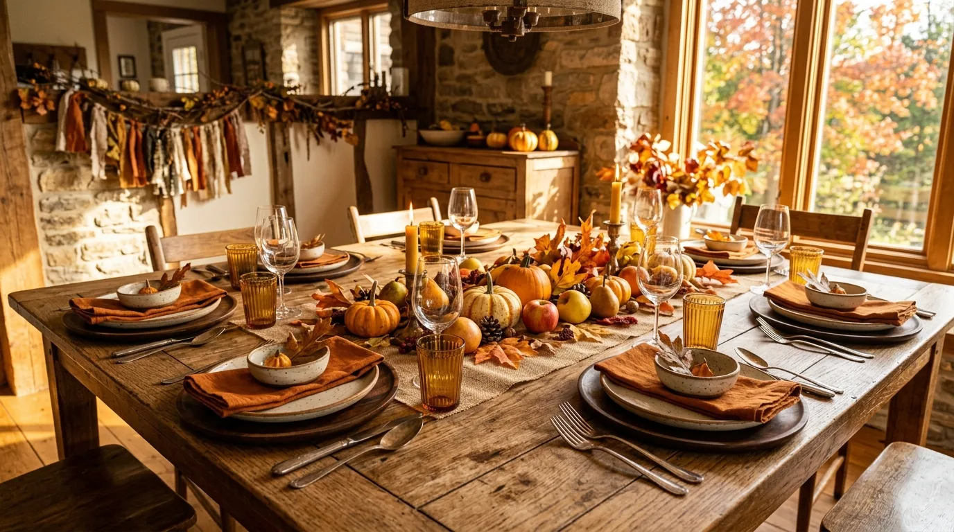 Use branches florals or dried stems for texture inspiration for a fall dining table.
